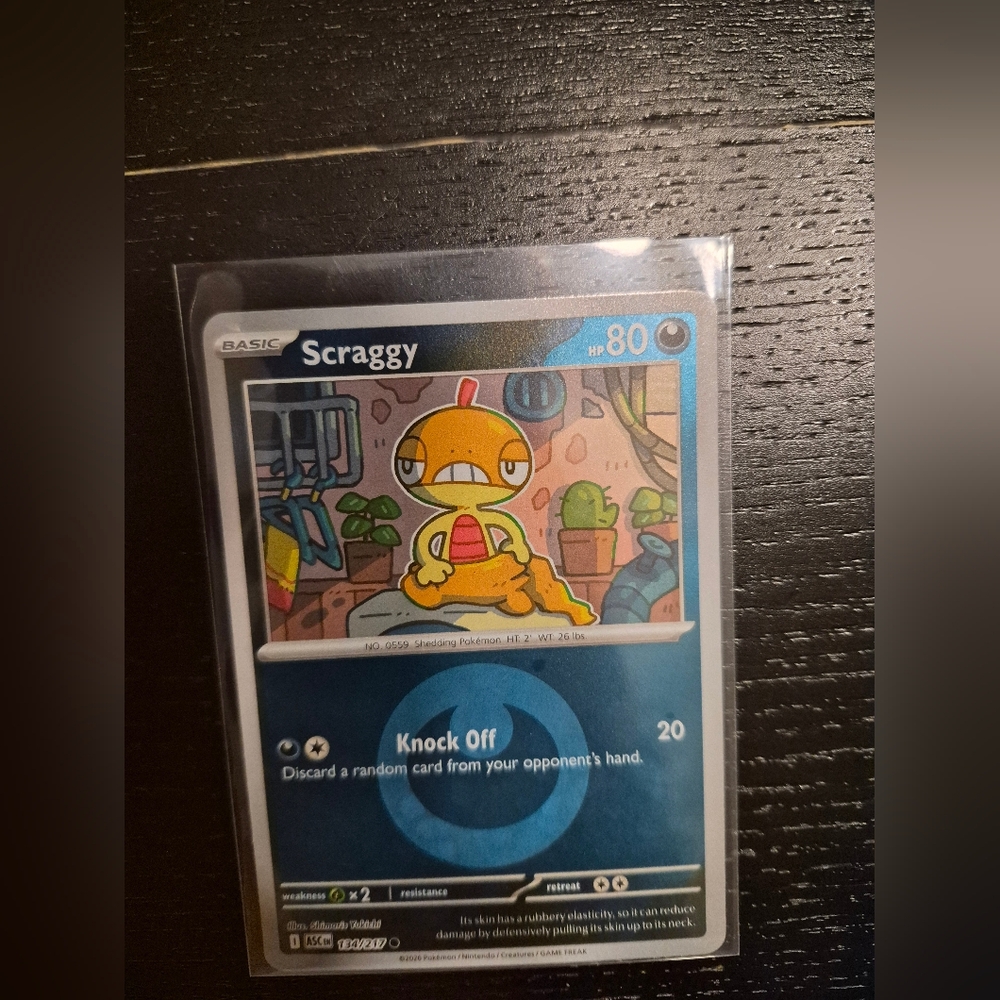 Pokemon Scraggy Blue and Yellow Collectible Card